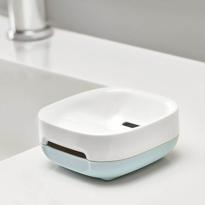 Joseph Joseph Slim Compact Soap Dish - White/Blue - 70502  In Bathroom Large Image