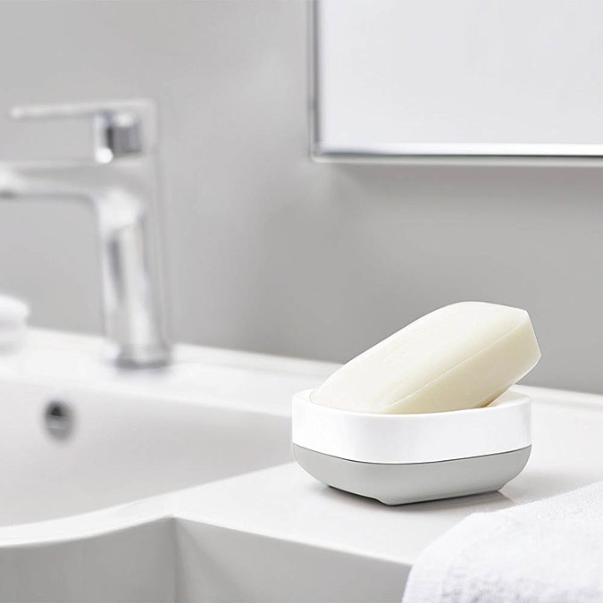 Joseph Joseph Slim Compact Soap Dish - White/Grey - 70511  In Bathroom Large Image