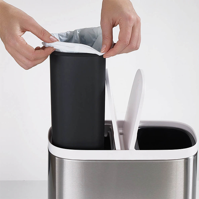 Joseph Joseph Split 6L Stainless Steel Bathroom Recycling Bin - 70520  Feature Large Image