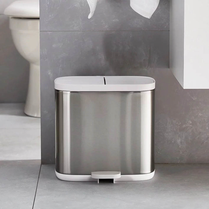 Joseph Joseph Split 6L Stainless Steel Bathroom Recycling Bin - 70520  additional Large Image