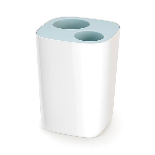 Joseph Joseph Split Bathroom Waste Separation Bin - White/Blue - 70505 Large Image