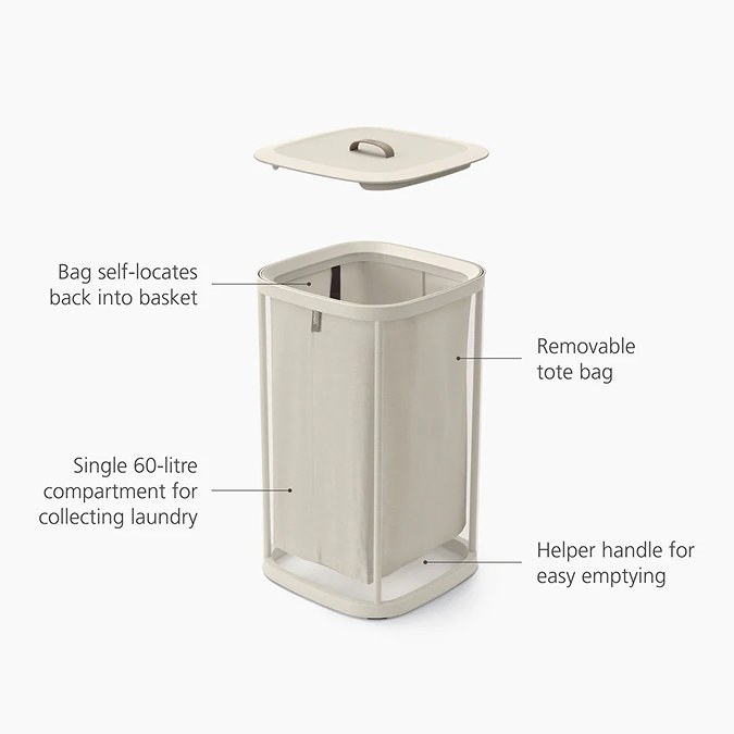 Joseph Joseph Tota One 60L Laundry Basket - Ecru