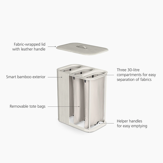 Joseph Joseph Tota Trio Luxe 90L Laundry Basket – Ecru