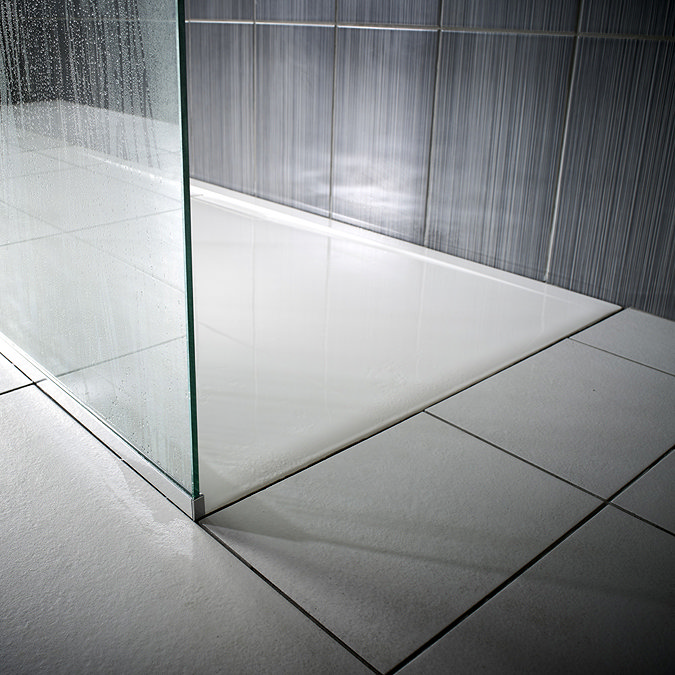 JT Evolved 25mm Square Shower Tray - Gloss White  In Bathroom Large Image
