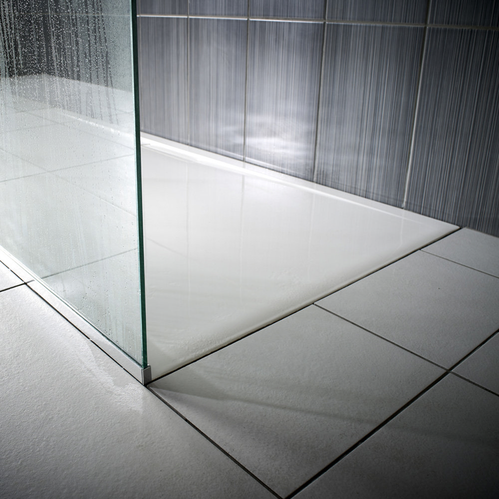 JT Evolved 25mm Square Shower Tray - Matt White  In Bathroom Large Image