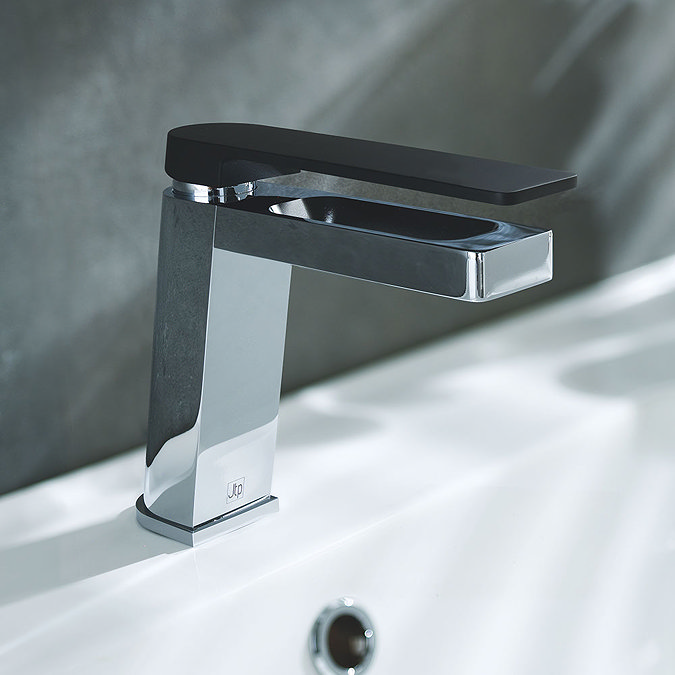 JTP Axel Chrome Single Lever Basin Mixer with Matt Black Handle Feature Large Image