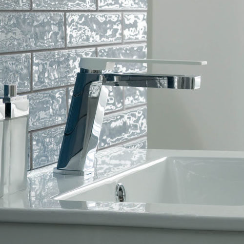 JTP Axel Chrome Single Lever Basin Mixer with Matt White Handle  In Bathroom Large Image