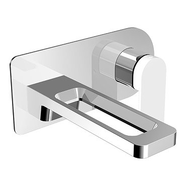JTP Axel Chrome Wall Mounted Single Lever Basin Mixer with Matt White Handle  Profile Large Image