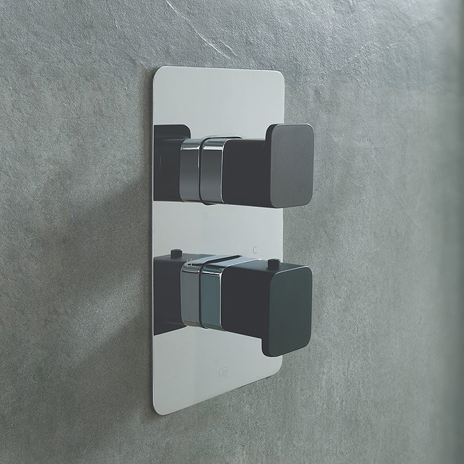 JTP Axel Single Outlet Thermostatic Concealed Shower Valve with Matt Black Handles Profile Large Im