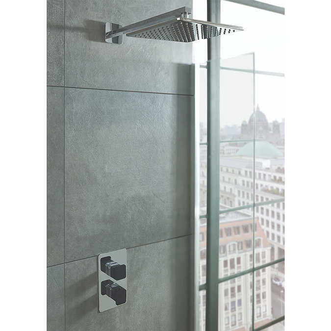 JTP Axel Single Outlet Thermostatic Concealed Shower Valve with Matt Black Handles Feature Large Im