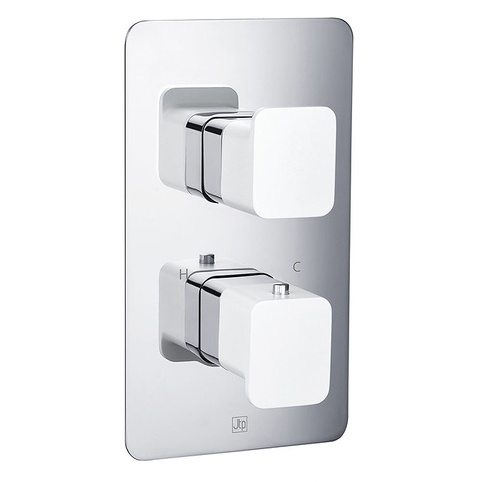 JTP Axel Single Outlet Thermostatic Concealed Shower Valve with Matt White Handles Large Image
