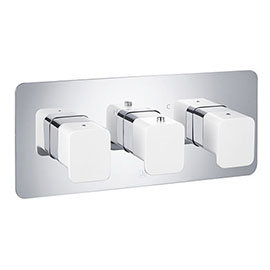 JTP Axel Triple Outlet Thermostatic Concealed Shower Valve Horizontal with Matt White Handles Medium
