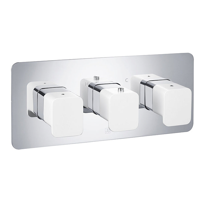 JTP Axel Triple Outlet Thermostatic Concealed Shower Valve Horizontal with Matt White Handles Large 