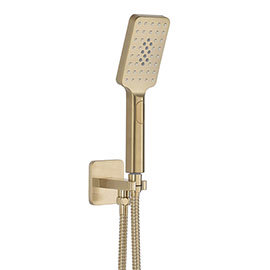 JTP Hix Brushed Brass Outlet Elbow with Parking Bracket, Hose & Handset Medium Image