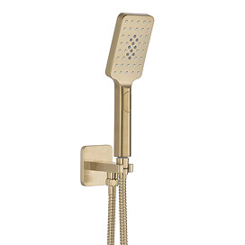 JTP Hix Brushed Brass Outlet Elbow with Parking Bracket, Hose & Handset Large Image