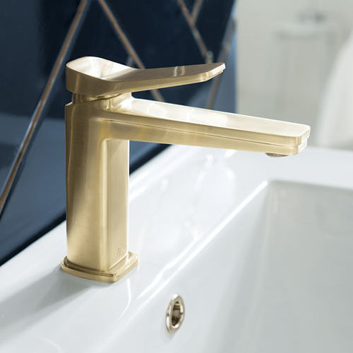 Jtp Hix Brushed Brass Single Lever Basin Mixer