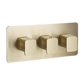 JTP Hix Brushed Brass Triple Outlet Thermostatic Concealed Shower Valve Horizontal Large Image
