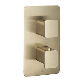JTP Hix Brushed Brass Twin Outlet Thermostatic Concealed Shower Valve Large Image