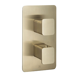 JTP Hix Brushed Brass Twin Outlet Thermostatic Concealed Shower Valve Large Image