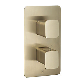 JTP Hix Brushed Brass Twin Outlet Thermostatic Concealed Shower Valve Large Image