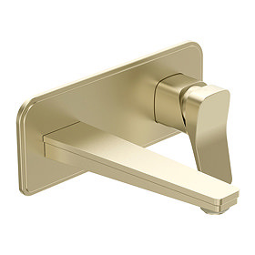 JTP Hix Brushed Brass Wall Mounted Single Lever Basin Mixer Large Image