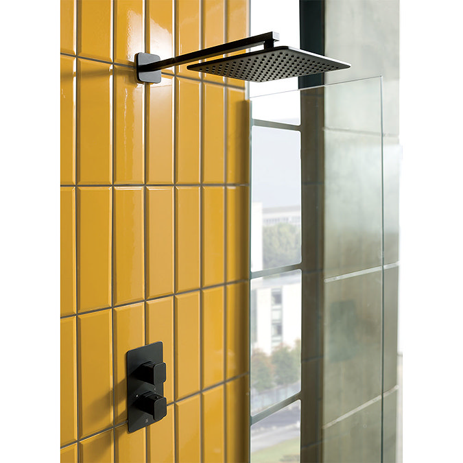 JTP Hix Matt Black 250mm Square Shower Head Profile Large Image
