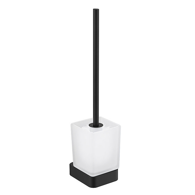 JTP Hix Matt Black Toilet Brush & Holder Large Image