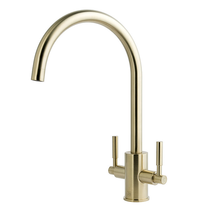 JTP Newbury Brushed Brass Dual Lever Kitchen Sink Mixer  Profile Large Image