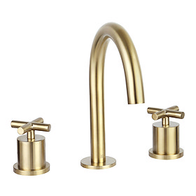 JTP Solex Brushed Brass 3 Hole Deck Mounted Basin Mixer Large Image