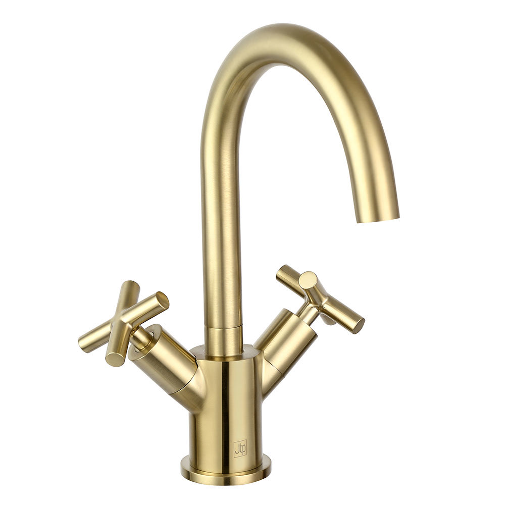 JTP Solex Brushed Brass Swivel Spout Basin Mixer