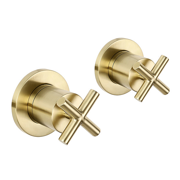 JTP Solex Brushed Brass Wall Mounted Side Valves (Pair) Large Image