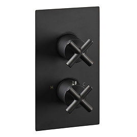 JTP Solex Matt Black Single Outlet Thermostatic Concealed Shower Valve Large Image
