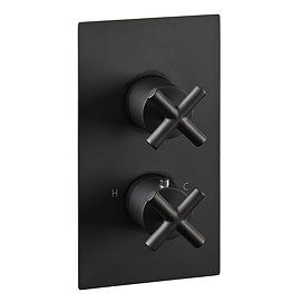 JTP Solex Matt Black Single Outlet Thermostatic Concealed Shower Valve Large Image