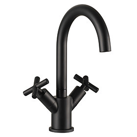 JTP Solex Matt Black Swivel Spout Basin Mixer Large Image