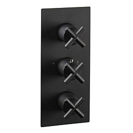 JTP Solex Matt Black Twin Outlet Thermostatic Concealed Shower Valve Vertical Large Image