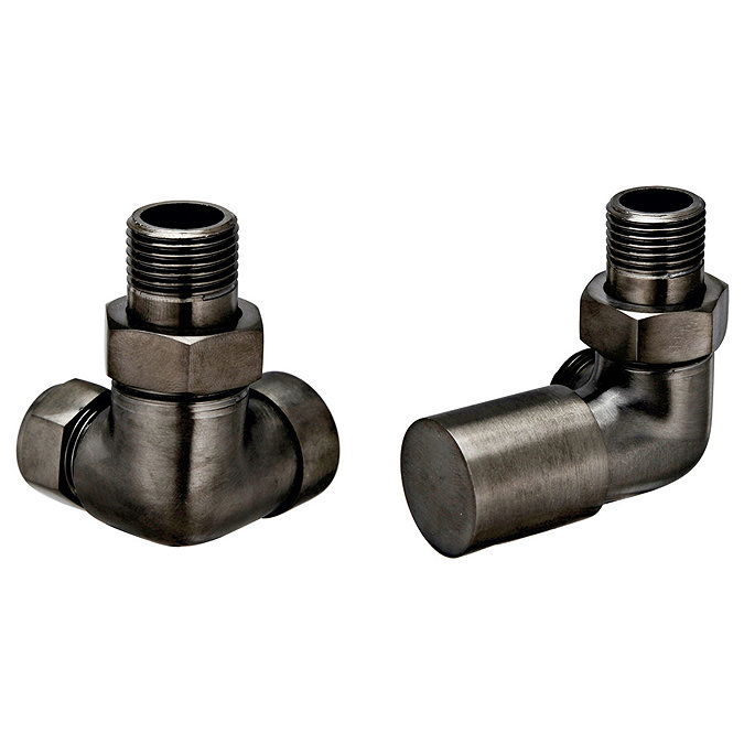 JTP Vos Brushed Black Corner Radiator Valves Large Image