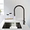 JTP Vos Brushed Black Single Lever Kitchen Sink Mixer with Pull Out Spray  Profile Large Image