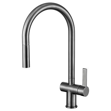 JTP Vos Brushed Black Single Lever Kitchen Sink Mixer with Pull Out Spray  Profile Large Image