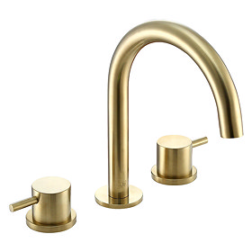 JTP Vos Brushed Brass 3 Hole Deck Mounted Basin Mixer Large Image