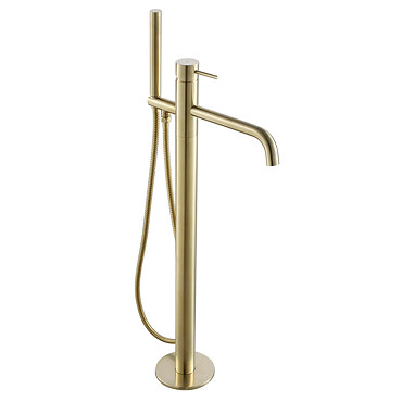 JTP Vos Brushed Brass Freestanding Bath Shower Mixer  Profile Large Image