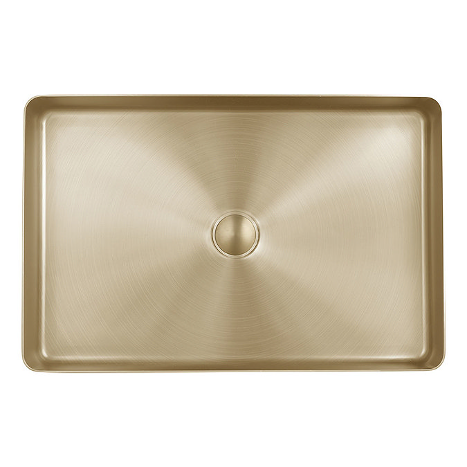 JTP Vos Brushed Brass Rectangular Stainless Steel Counter Top Basin + Waste  Profile Large Image