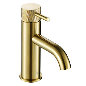 JTP Vos Brushed Brass Single Lever Basin Mixer with Designer Handle Large Image