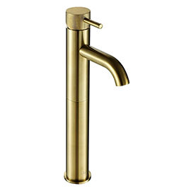 JTP Vos Brushed Brass Tall Single Lever Basin Mixer with Designer Handle Medium Image
