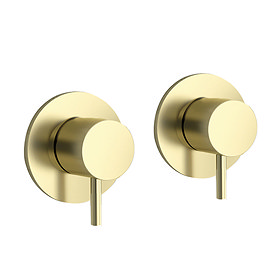 JTP Vos Brushed Brass Wall Mounted Side Valves (Pair) Large Image