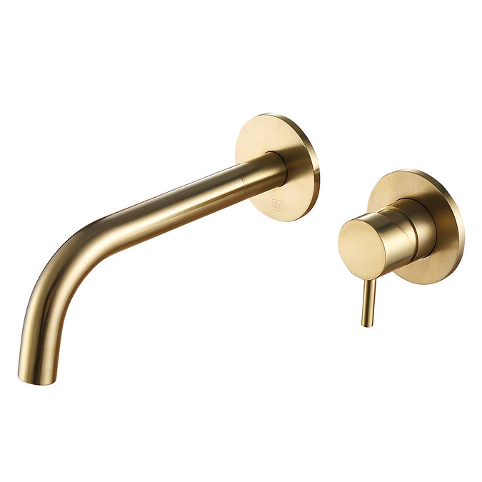 JTP Vos Brushed Brass Wall Mounted Single Lever Basin Mixer Large Image