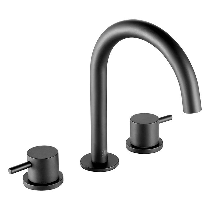 JTP Vos Matt Black 3 Hole Deck Mounted Basin Mixer Large Image