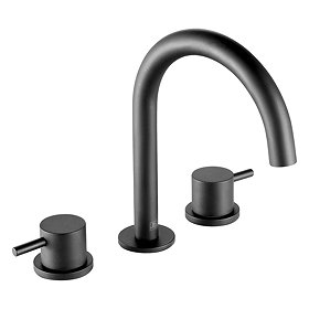 JTP Vos Matt Black 3 Hole Deck Mounted Basin Mixer Large Image