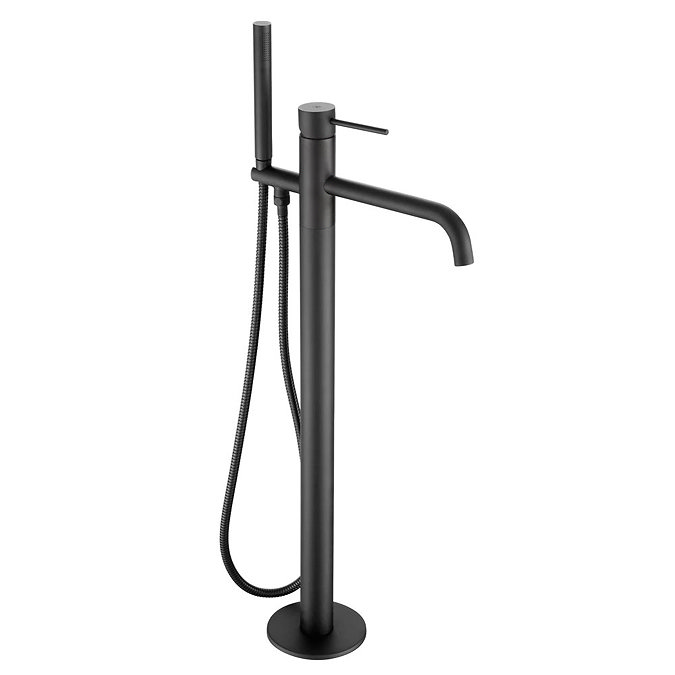 JTP Vos Matt Black Freestanding Bath Shower Mixer Large Image