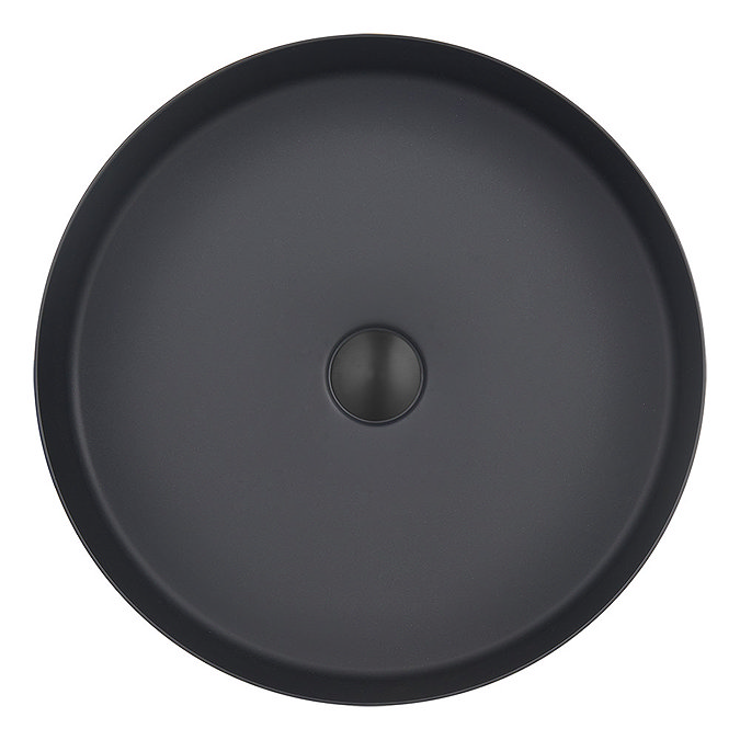 JTP Vos Matt Black Round Stainless Steel Counter Top Basin + Waste  Profile Large Image