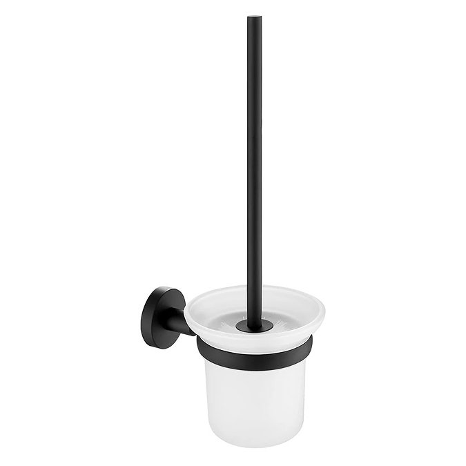 JTP Vos Matt Black Toilet Brush & Holder Large Image